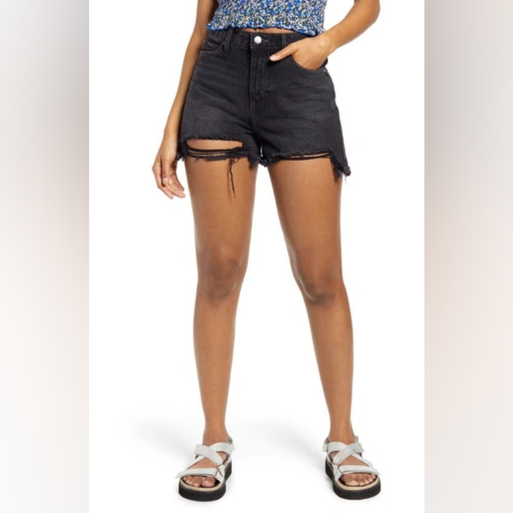 BP Ripped Black High Rise Denim Shorts Size 26